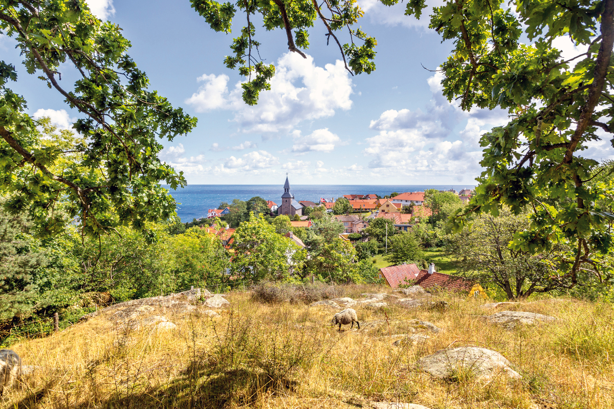 Vybild över Gudhjem på Bornholm